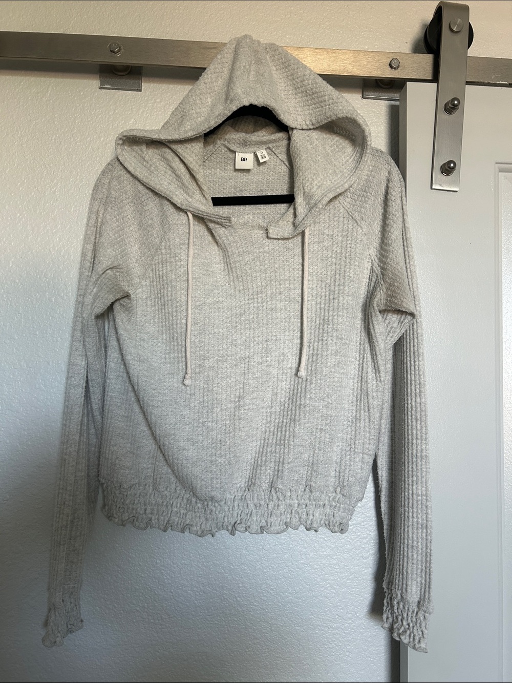 BP Light Gray Ribbed Hooded Pullover